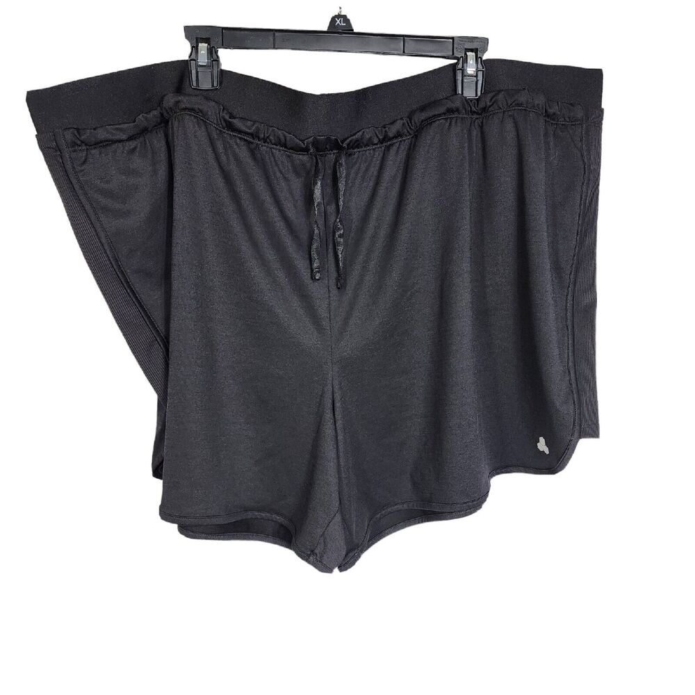 Tek Gear Womens Shorts Size 3X Workout Gear Black Jersey Knit Pull On Drawstring